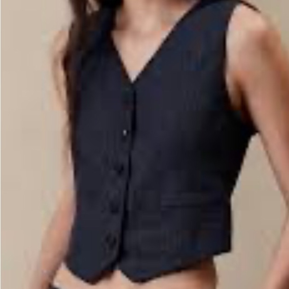 Banana Republic Black Button-Up Vest